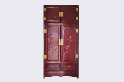 贺州高端中式家居装修深红色纯实木衣柜